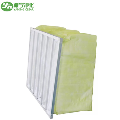 ระบบ HVAC ถุงกรองอากาศโพลีเอสเตอร์พ็อกเก็ต M6-M9 3200m³ / h ปริมาณอากาศกรอบแผ่นสังกะสี