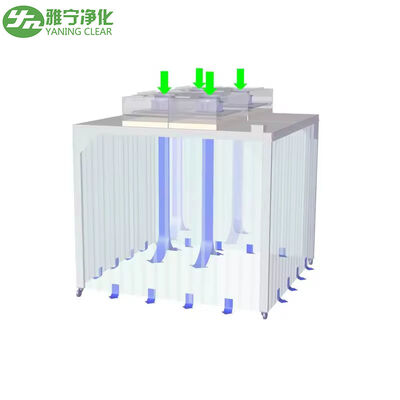 ขนาดที่กําหนดเอง สแตนเลส SUS304 ห้องสะอาด พร้อมกรอง HEPA ประสิทธิภาพ 99.99%